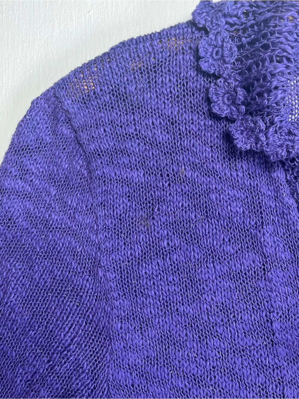 Yumi Diseños Y2K Purple Knit Duster Cardigan Crochet Cotton Sweater M/L Bolivia